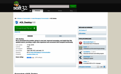 Aol Desktop Soft32 Com Website Download Aol Desktop 9 8