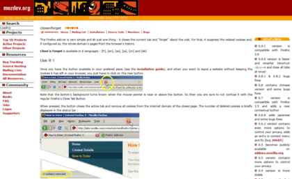 closenforget.mozdev.org