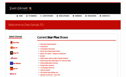 Desi-serials.to website. Welcome to Desi Serials - Your online Desi TV