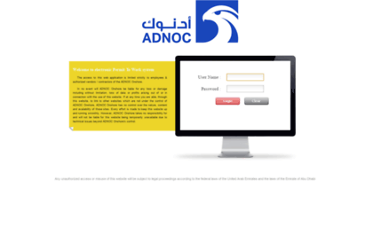 Eptw.adco.ae website. Login Page.