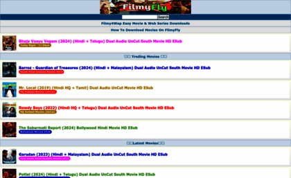 Filmyfly.esq website. Filmyfly.win 2025 South Bollywood And Hollywood