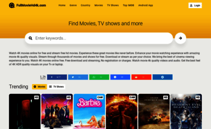 Fullmoviehd4k.to website. Stream full movies online and stream tv shows