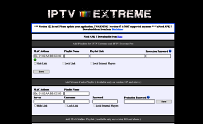 Iptvextreme.eu website. IPTV Extreme Playlists Portal.