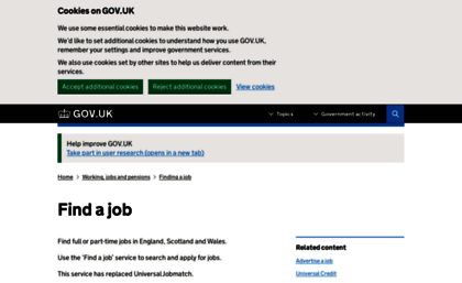 Job seekers direct gov uk homepage