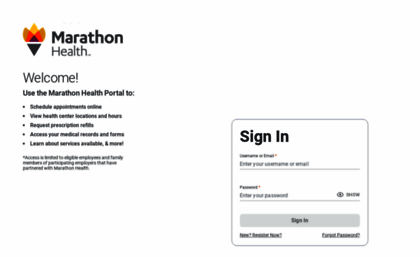 Member.ourhealth.org website. Sign In - Marathon Health.