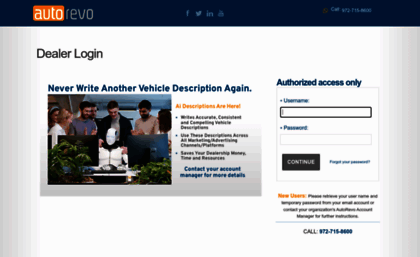 My.autorevo.com website. AutoRevo | Dealer Login.