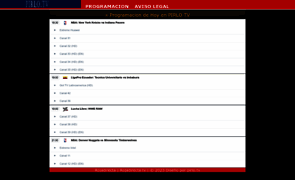 Pirlo.tv website. PIRLO TV Rojadirecta - Tarjeta Roja TV - Fútbol En