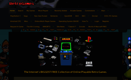 Retrogames.pro website. The Internet's BIGGEST FREE Collection of ...