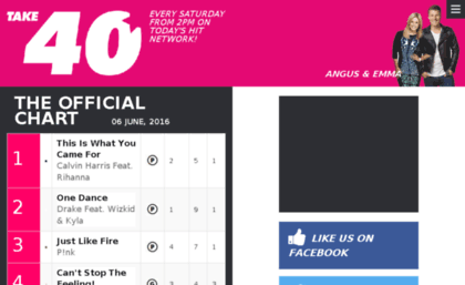 Take40.com website. Take 40 | 40 Countdown Australia | Music Charts.