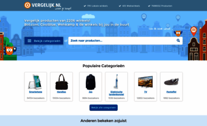 Vergelijk.nl website. prijs, en winkels vergelijken.