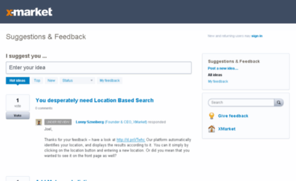 xmarket.uservoice.com